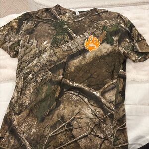 Camo T-Shirt with Orange Logo